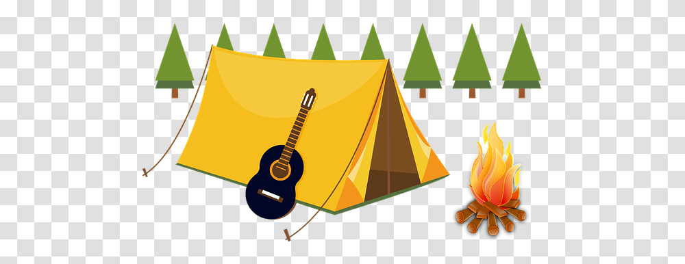 Camping Tents Fireplace Summer Trees Guitar Comic Literacy Night Ideas, Leisure Activities, Musical Instrument, Mountain Tent Transparent Png