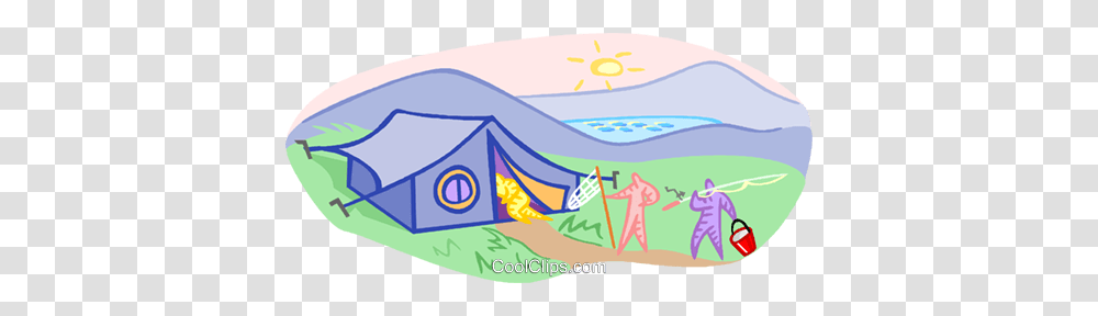 Camping With A Tent And Fishermen Royalty Free Vector Clip Art, Outdoors, Nature, Snow, Leisure Activities Transparent Png