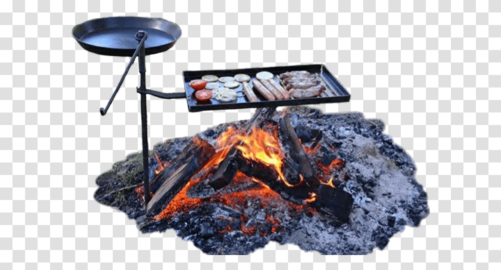 Campingbarbeque Food Fire Ashes Sticker Camp Fire Bbq, Bonfire, Flame, Outdoors, Nature Transparent Png