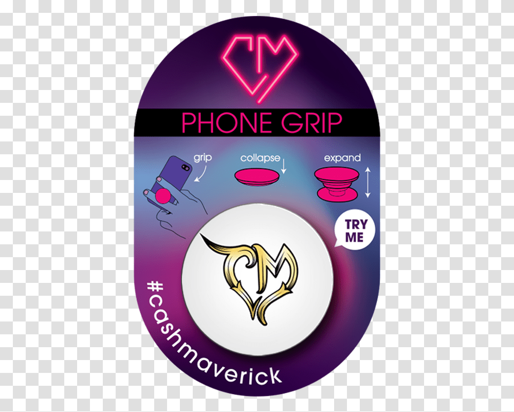 Campm Phone Grip Cash And Maverick Baker Merch, Purple, Label, Screen Transparent Png