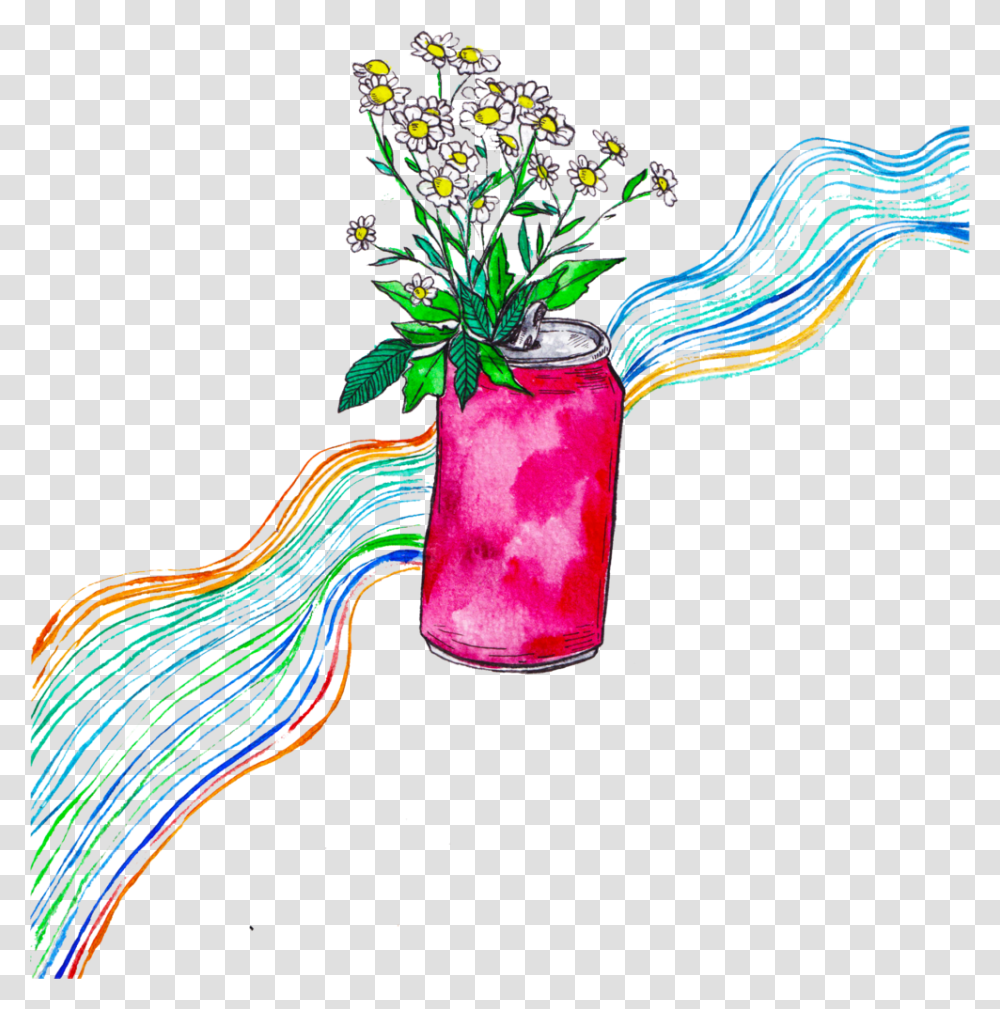 Can And Flowers Bouquet, Beverage, Cocktail Transparent Png