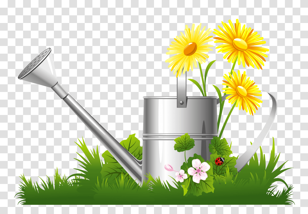 Can Clipart Full, Tin, Watering Can, Flower, Plant Transparent Png