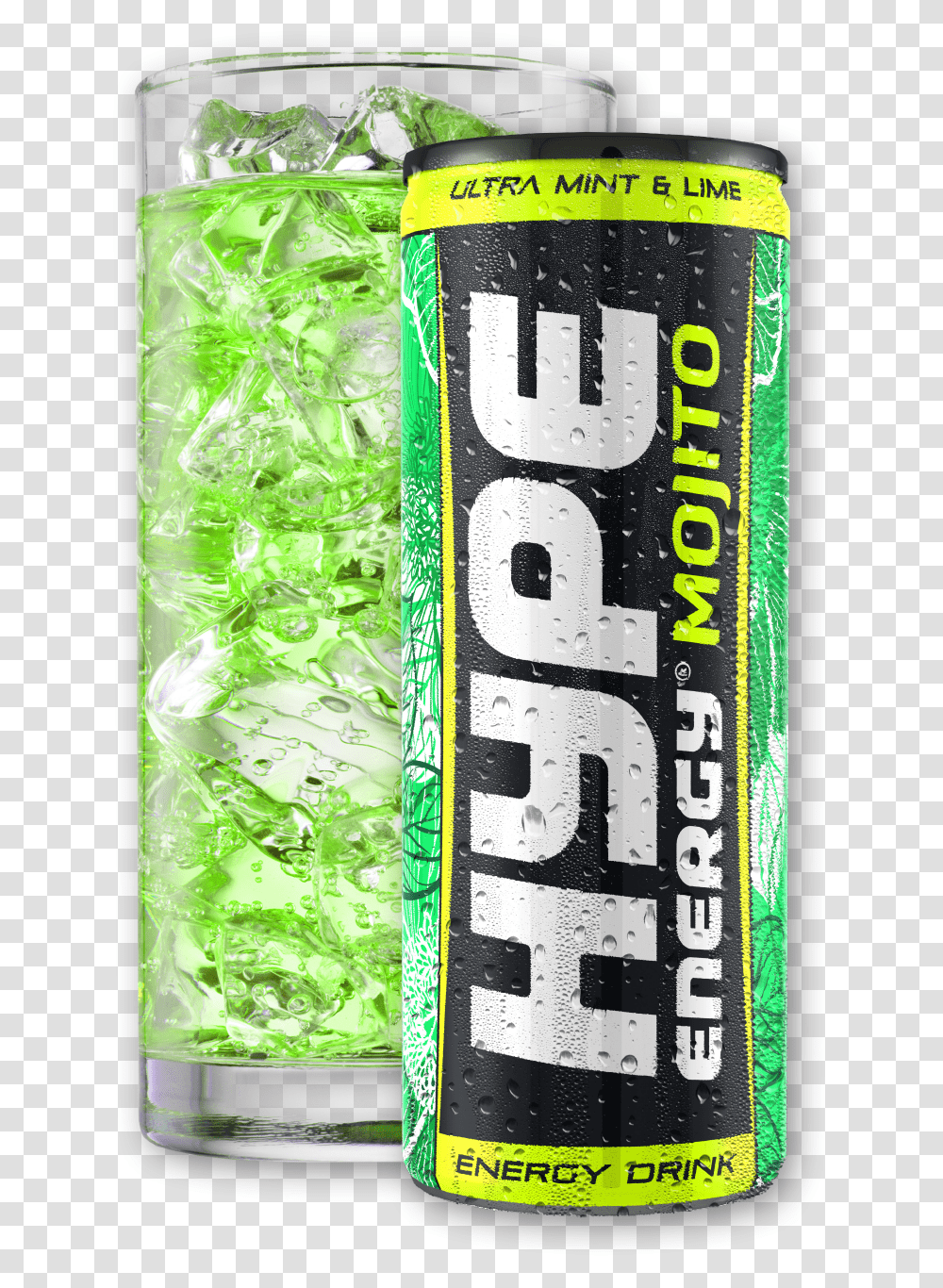 Can Glass Mojito Hype Energy Drink Sugar Free, Bottle, Beverage, Alcohol, Beer Transparent Png
