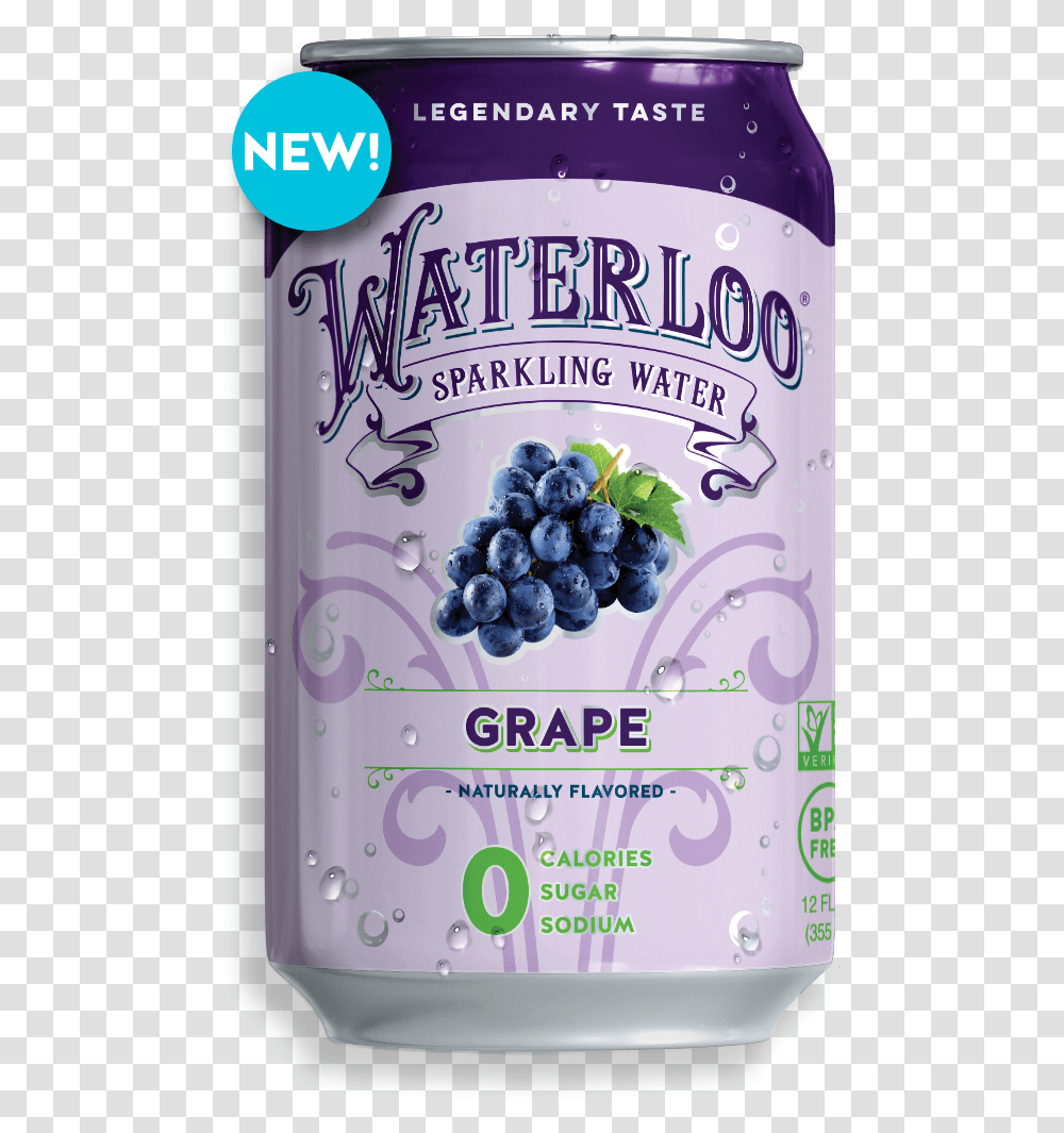 Can Grape Waterloo Grape Sparkling Water, Plant, Grapes, Fruit, Food Transparent Png