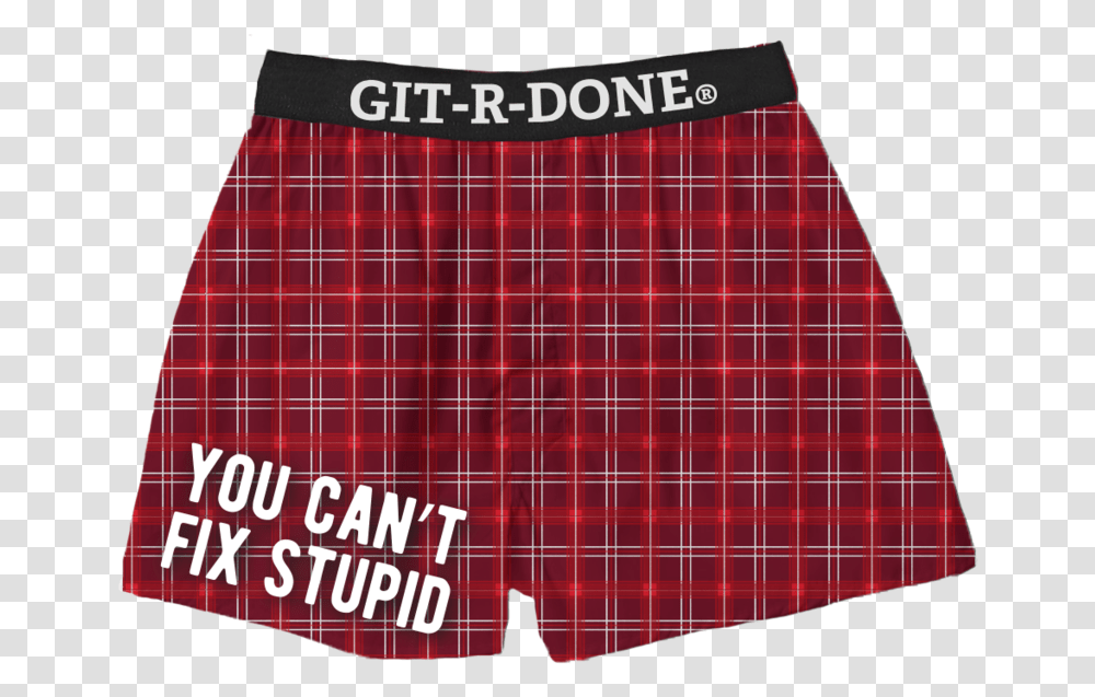 Can't Fix Stupid Git R Done Boxers Tartan, Apparel, Underwear, Plaid Transparent Png