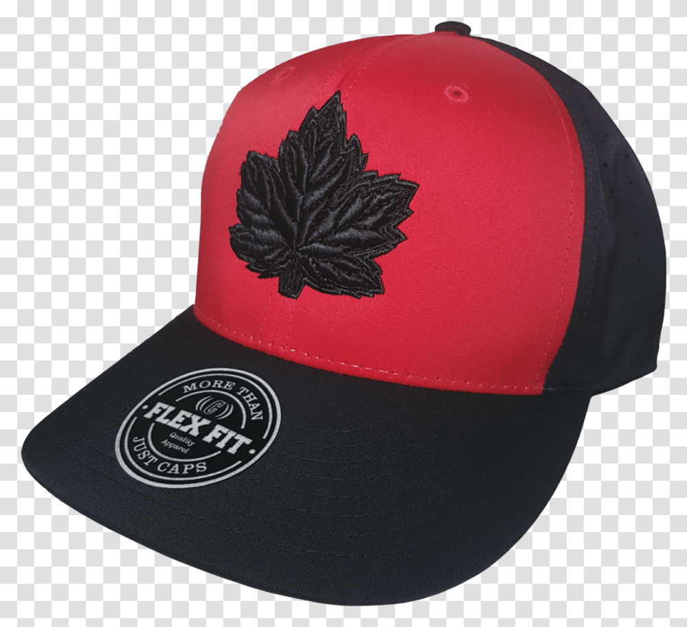 Canada Flex Fit Hat Mighty Maple Red Black Performance Tech Baseball Cap, Clothing, Apparel, Plant Transparent Png