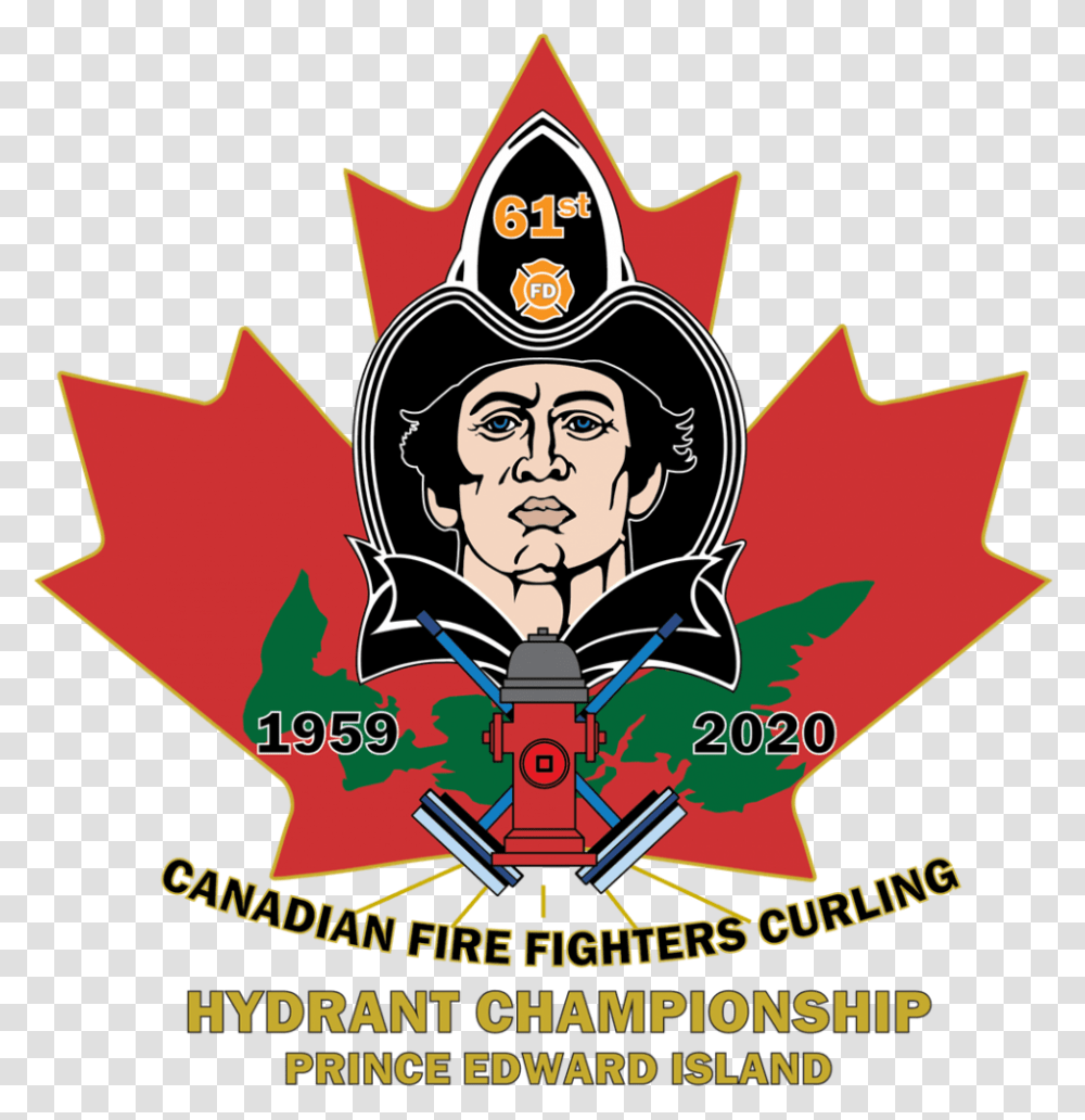 Canadian Fire Fighters Curling Ch'ship In Charlottetown Canadian Maple Leaf, Poster, Advertisement, Symbol, Emblem Transparent Png