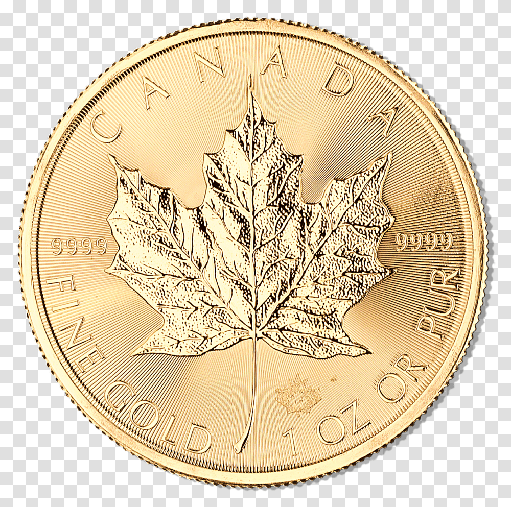 Canadian Gold Maple 2017 1 Oz Bullionstar Singapore Gold, Leaf, Plant, Money, Coin Transparent Png