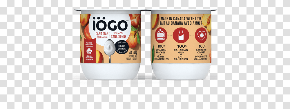 Canadian Harvest Blueberries 4x140g Igo Iogo Yogurt Peach, Label, Text, Bottle, Dessert Transparent Png