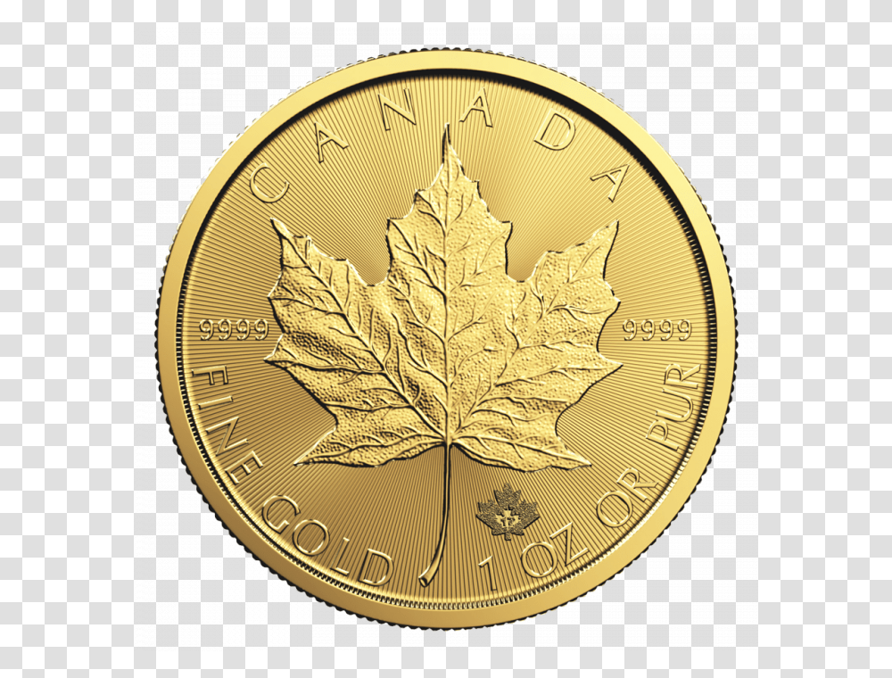 Canadian Maple Leaf 2019 Gold Maple Leaf Coin, Plant, Money, Clock Tower, Architecture Transparent Png