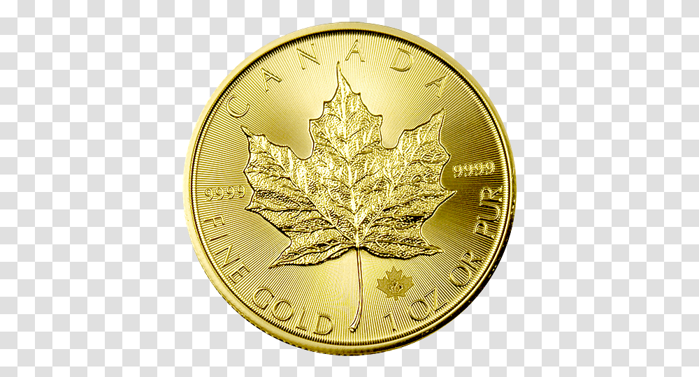 Canadian Maple Leaf Gold Coins Spot Price Current 2015 Canadian Maple Gold Leaf Coin, Plant, Money, Bird, Animal Transparent Png