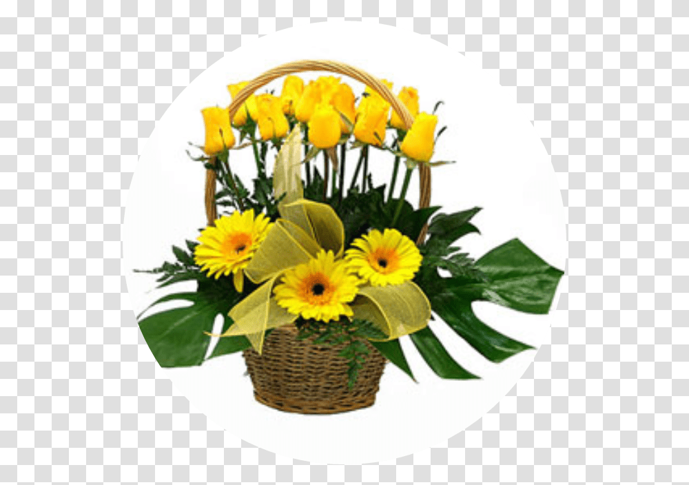 Canasta De Flores Amarillas Download Arreglos Florales De Aniversario De Boda, Plant, Flower, Blossom, Flower Bouquet Transparent Png