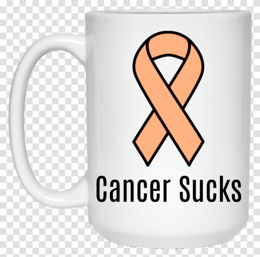 Cancer Sucks Peach Ribbon Uterine Cancer Awareness Breast Cancer Ribbon White, Coffee Cup, Stein, Jug, Tape Transparent Png