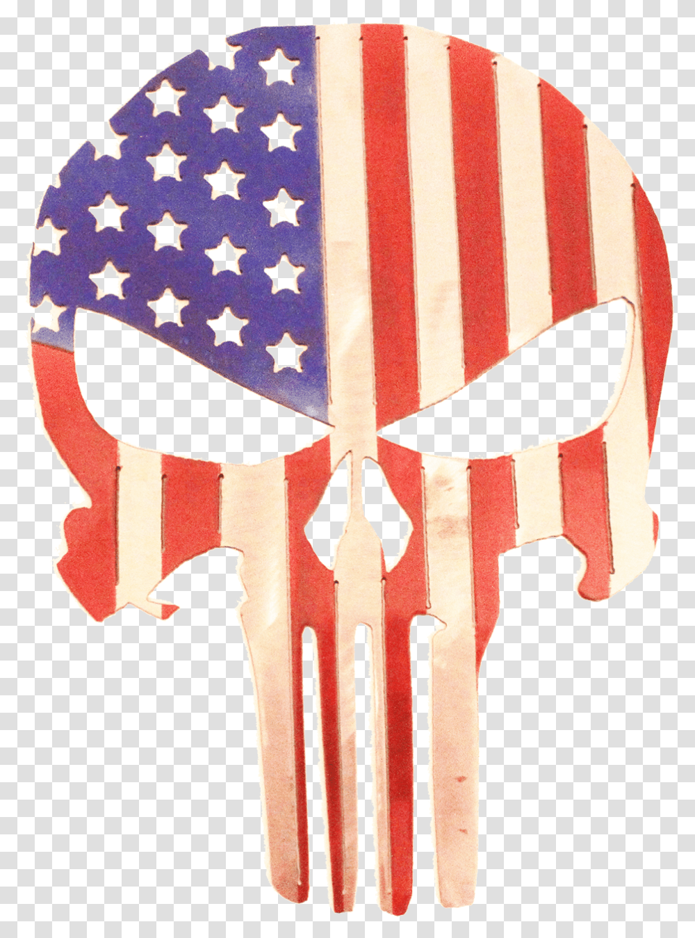 Candied Punisher With American Flag Metal Hitch Cover, Symbol, Cutlery, Art, Rug Transparent Png