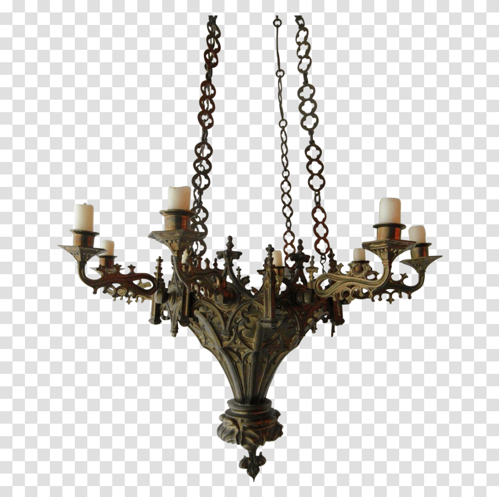 Candle Gothic, Chandelier, Lamp, Bronze Transparent Png