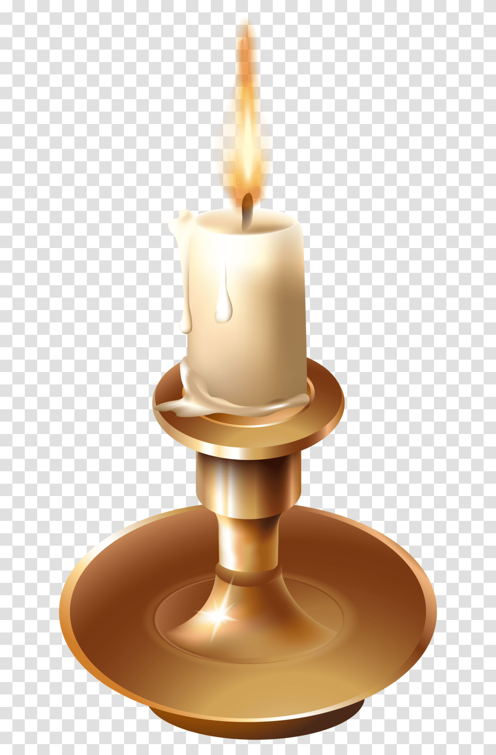 Candle In Candlestick, Lamp, Fire Transparent Png