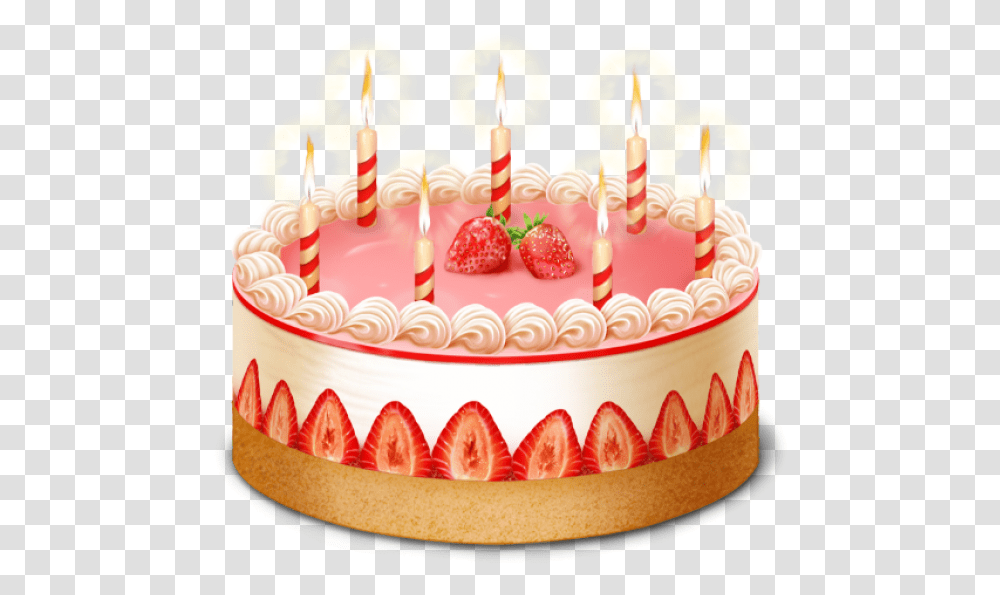 Candle Strawberry Cake Free Clipart Download, Birthday Cake, Dessert, Food, Sweets Transparent Png