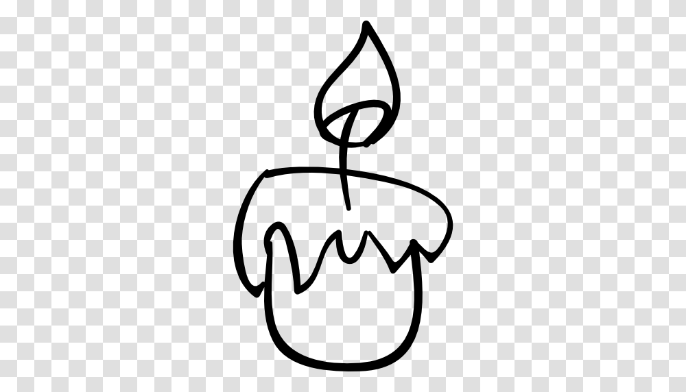 Candle With Burning Flame Hand Drawn Outline, Lawn Mower, Tool, Stencil, Food Transparent Png