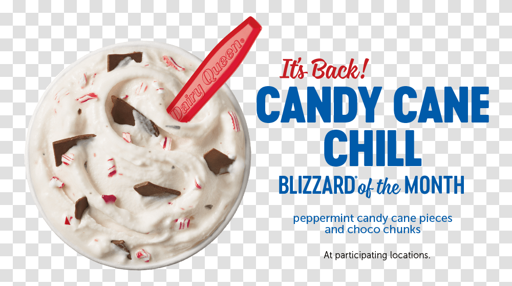 Candy Cane Chill Blizzard 2018, Cream, Dessert, Food, Creme Transparent Png