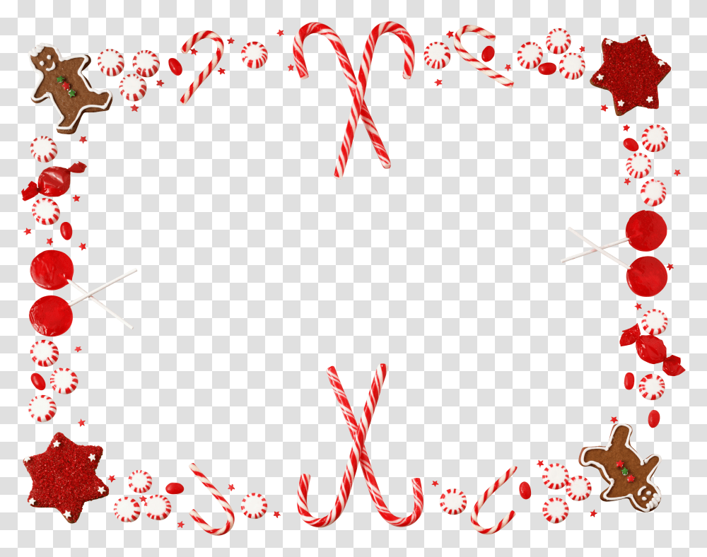 Candy Cane Christmas Borders And Frames Clip Art Frame Candy Cane Free, Plant, Flower Transparent Png