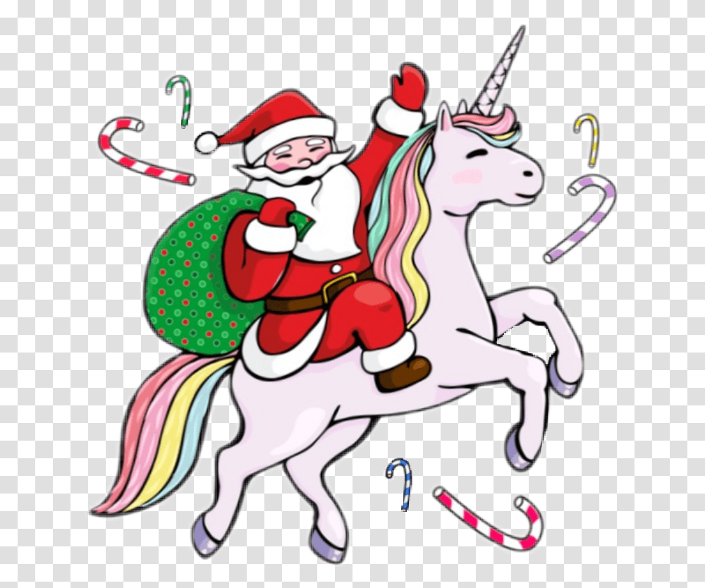 Candy Cane Clipart Santa Riding A Unicorn, Leisure Activities, Label Transparent Png