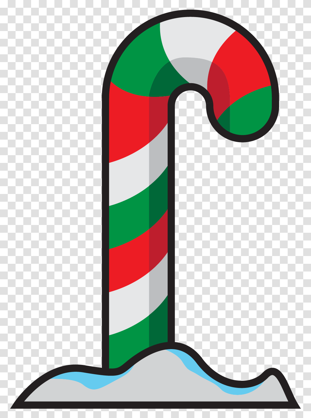 Candy Cane In Christmas Icon With Snow Candy Cane, Stick Transparent Png