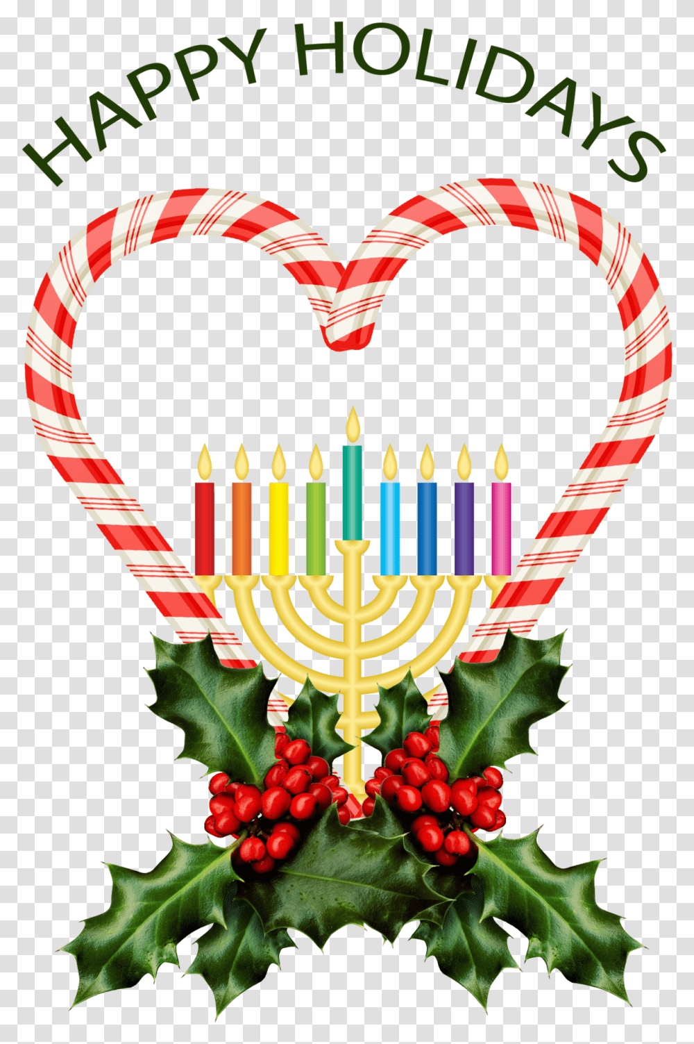 Candy Cane Interfaith Holiday Card Hannukah Biglietti Heart, Poster, Advertisement, Plant Transparent Png