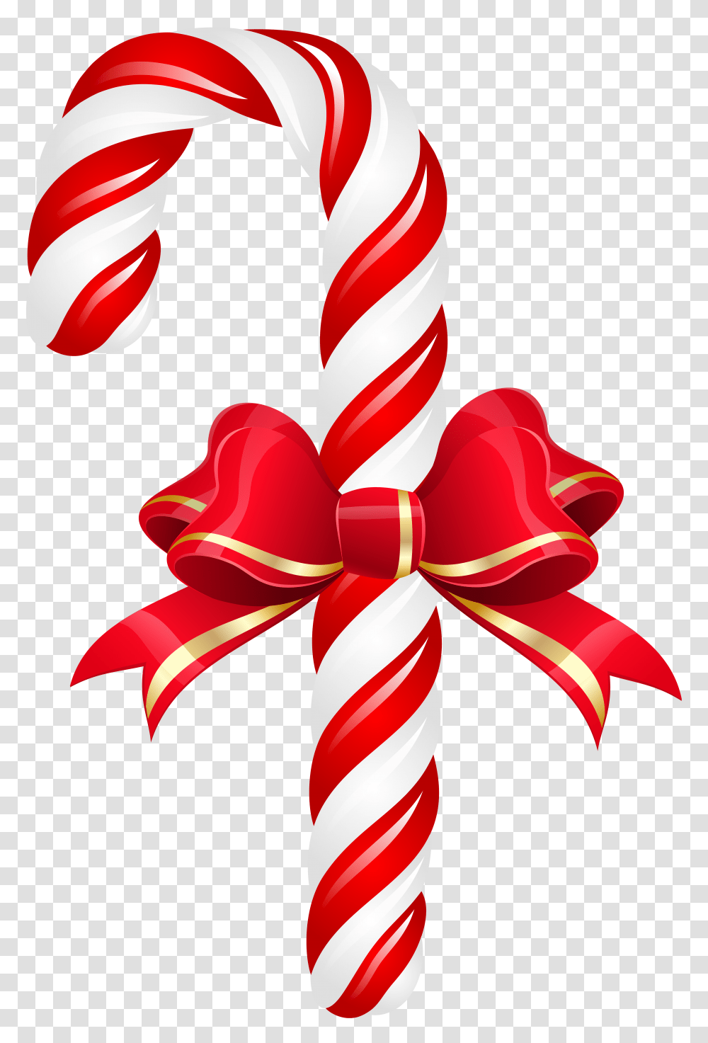 Candy Cane With Bow Clip Art, Gift Transparent Png