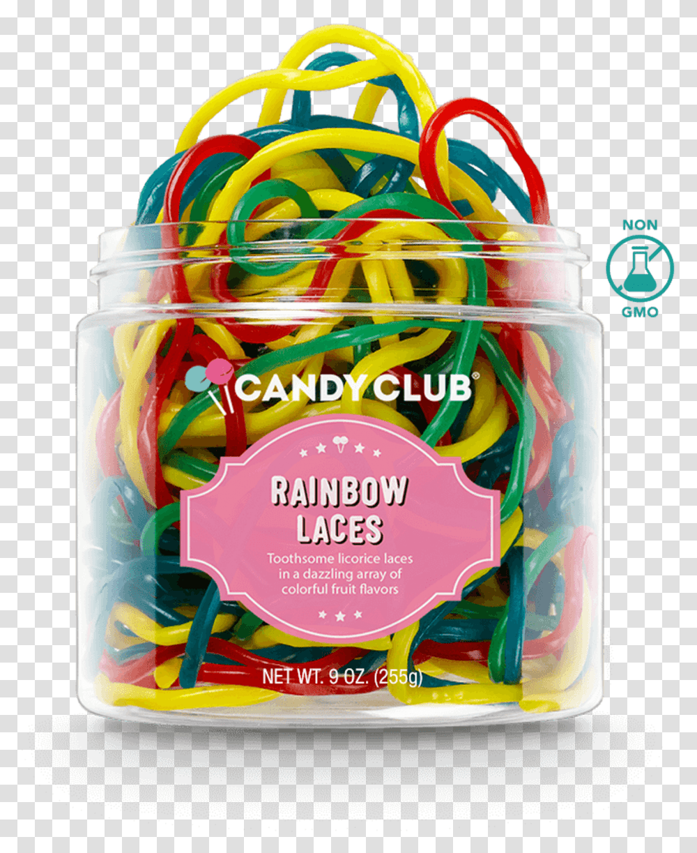 Candy Club Rainbow Laces Strawberry, Sweets, Food, Confectionery, Jar Transparent Png