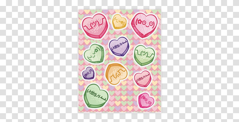 Candy Heart Stickers Sticker And Decal Sheets Lookhuman Girly, Label, Text, Alphabet, Pattern Transparent Png