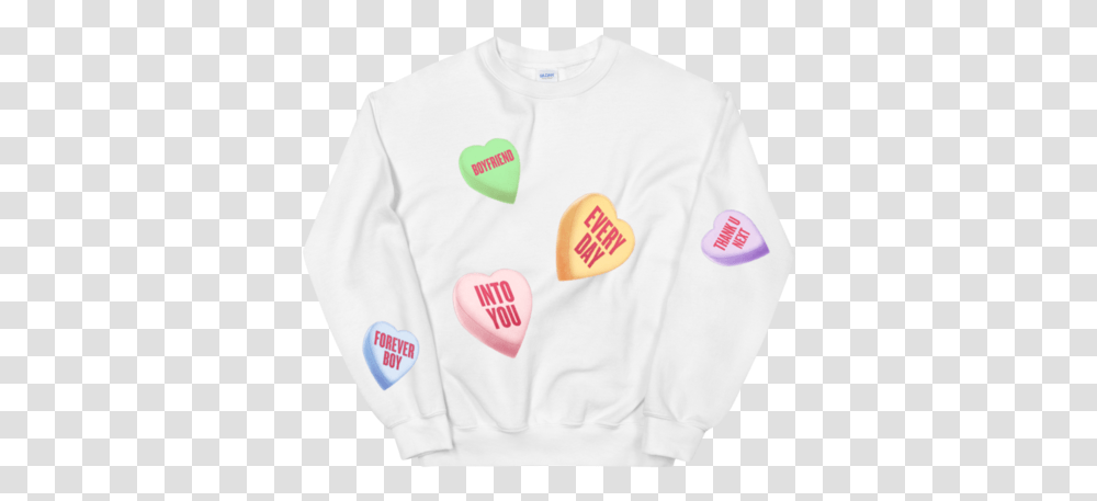 Candy Hearts Crewneck Long Sleeve, Clothing, Apparel, Sweatshirt, Sweater Transparent Png
