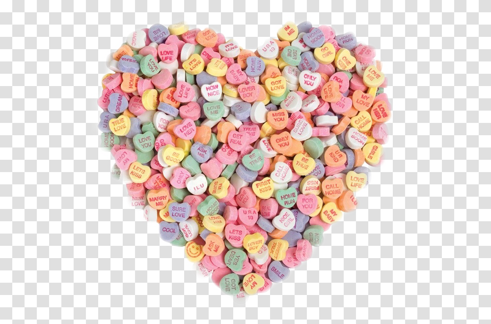 Candyhearts Candy Heart Hearts Sweets Food Cute Candy Hearts In Heart Shape, Confectionery, Balloon Transparent Png