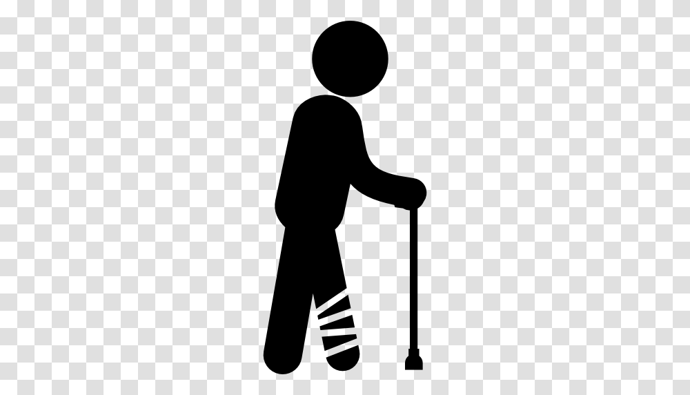Cane Leg Male Broken Walking People Bandage Man Health, Gray, World Of Warcraft Transparent Png