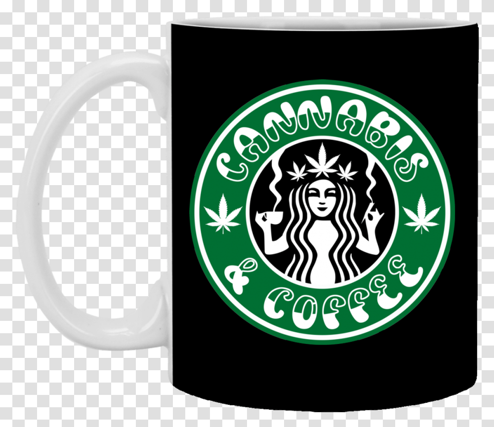 Cannabis And Coffee Logo Funny Weed Gifts Ceramic Mug Beer Stein Love Guns And Coffee, Coffee Cup, Symbol, Trademark, Latte Transparent Png