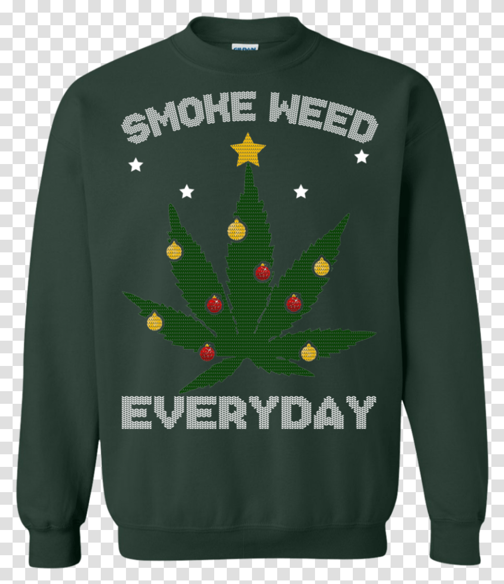 Cannabis Chistmas Tree Smoke Weed Everyday Sweater Sweater, Apparel, Plant, Sweatshirt Transparent Png
