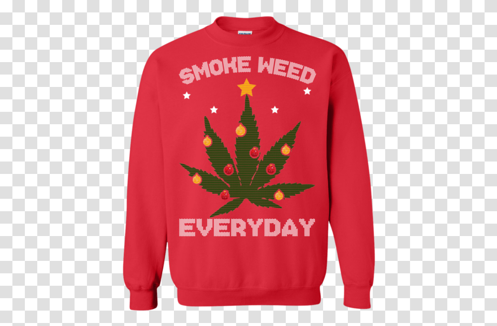 Cannabis Christmas Tree Smoke Weed Everyday Sweater, Clothing, Apparel, Sweatshirt, Plant Transparent Png