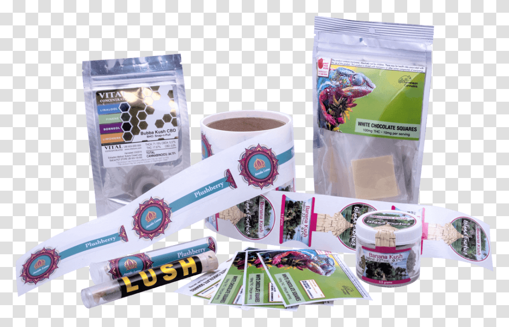 Cannabis Labels On Mylar Bags And Jars Figurine, First Aid, Tape, Bandage Transparent Png