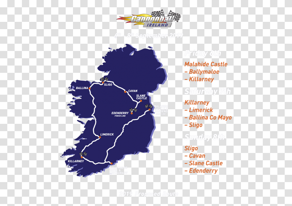 Cannonball Run Cannonball Ireland 2019 Route, Plot, Person, Outdoors Transparent Png