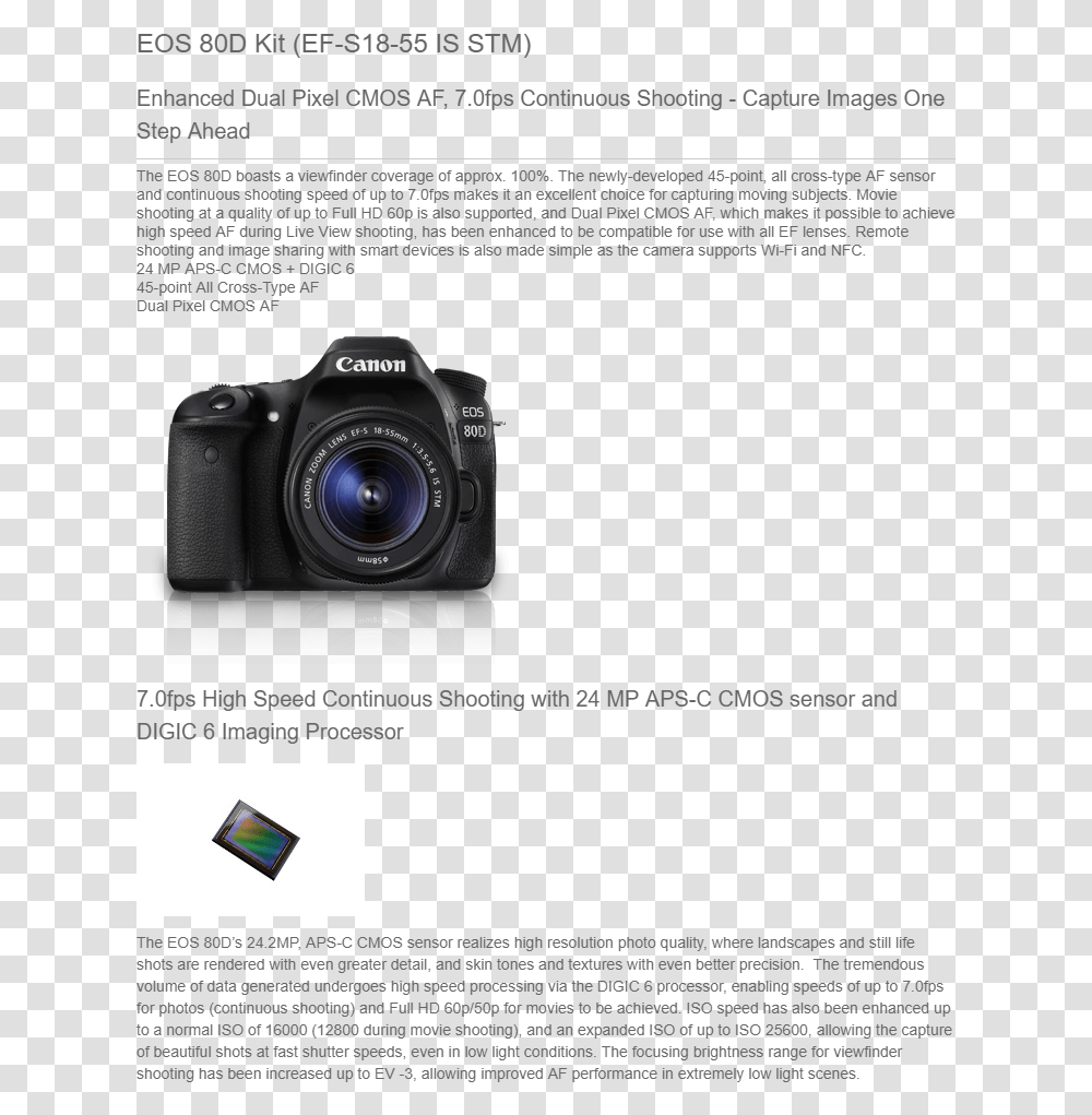 Canon Eos 80d Digital Slr Mirrorless Interchangeable Lens Camera, Electronics, Digital Camera, Poster, Advertisement Transparent Png