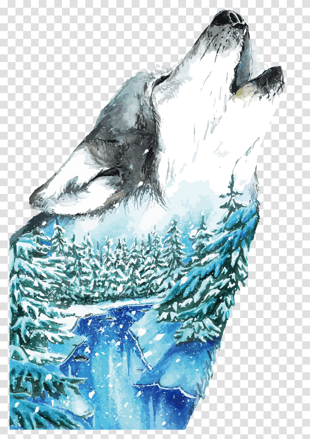 Canvas Art Poster Watercolor Vector Watercolor Wolf Painting, Jay, Bird, Animal, Bottle Transparent Png