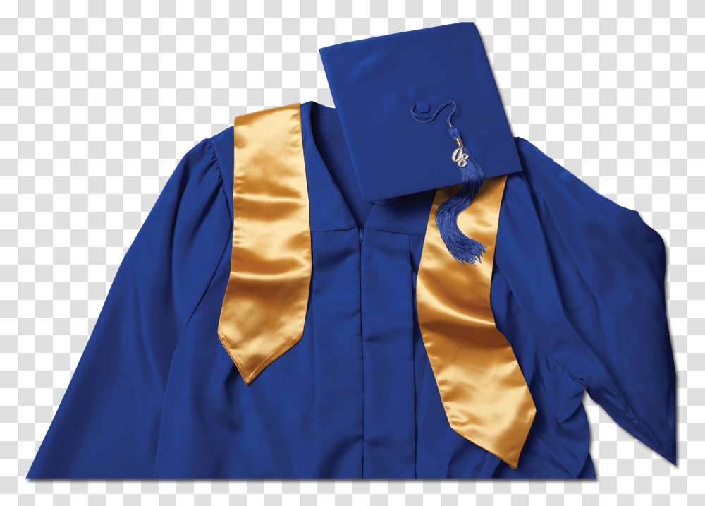 Cap And Gown Blue And Gold Cap And Gown, Apparel, Shirt, Graduation Transparent Png