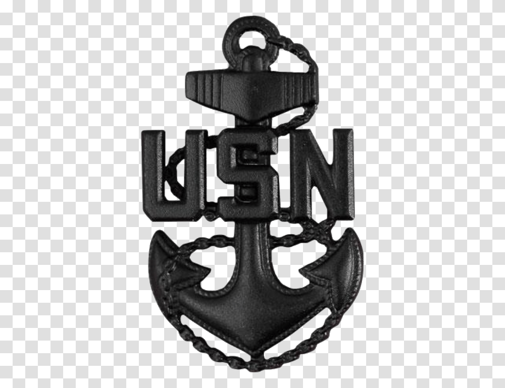 Cap Device Of A United States Navy Chief Petty Officer Black And White Navy Chief Anchor, Gun, Weapon, Weaponry, Pedal Transparent Png