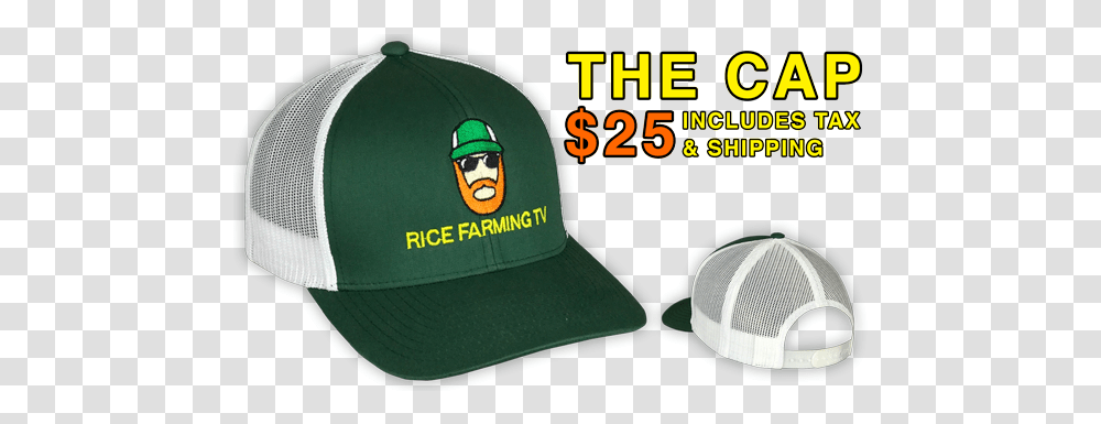 Cap Rice Farming Tv For Baseball, Clothing, Apparel, Baseball Cap, Hat Transparent Png