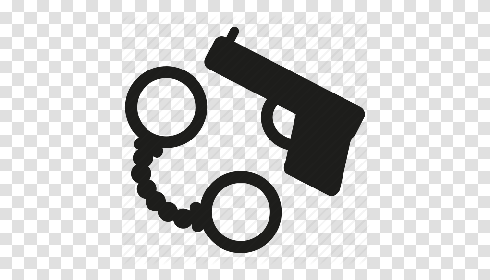 Capital Criminal Gun Handcuffs Jailbird Penal Ruffle Icon, Weapon, Weaponry, Blade, Scissors Transparent Png