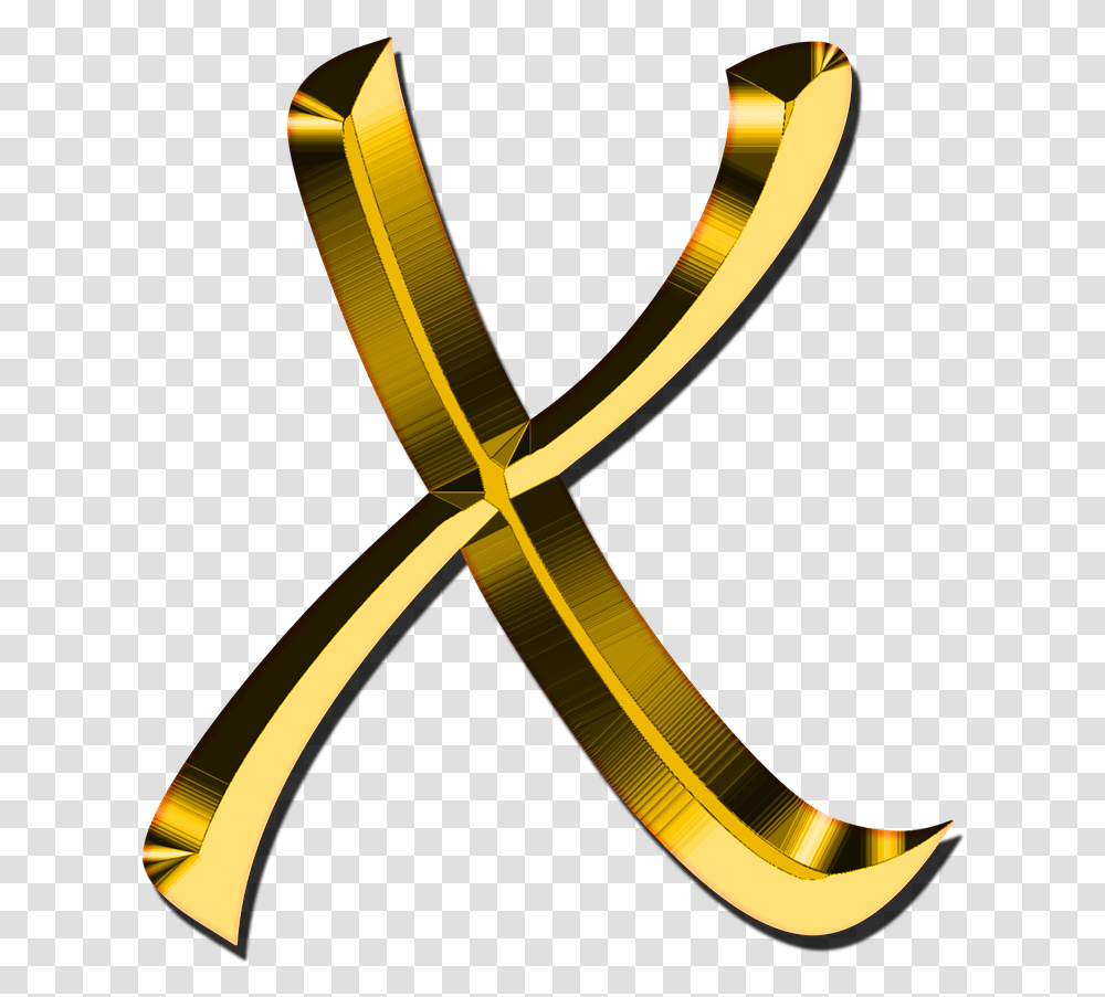 Capital Letter X X Letters, Gold, Scissors, Blade, Weapon Transparent Png