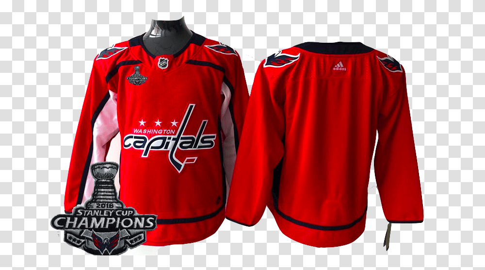 Capitals Jersey With Stanley Cup Patch, Apparel, Shirt, Person Transparent Png
