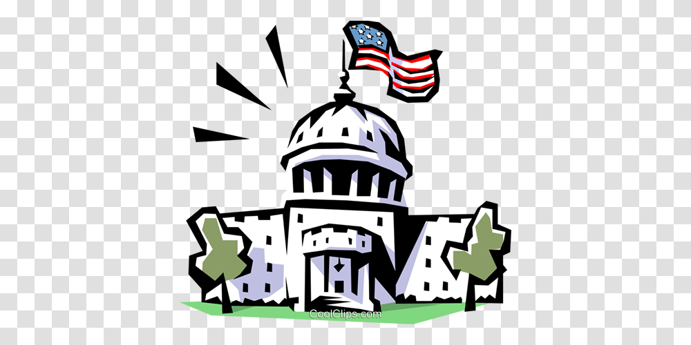 Capitol Building Royalty Free Vector Clip Art Illustration, Flag, Airplane, Transportation Transparent Png