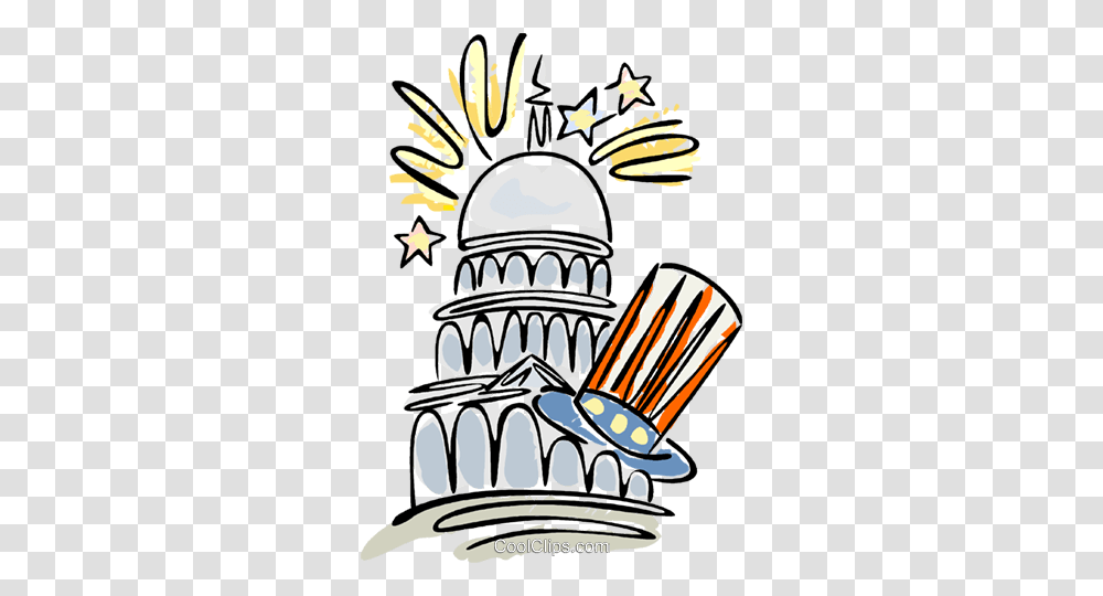 Capitol Building With Uncle Sams Hat Royalty Free Vector Clip Art, Architecture, Spire, Tower, Bird Transparent Png