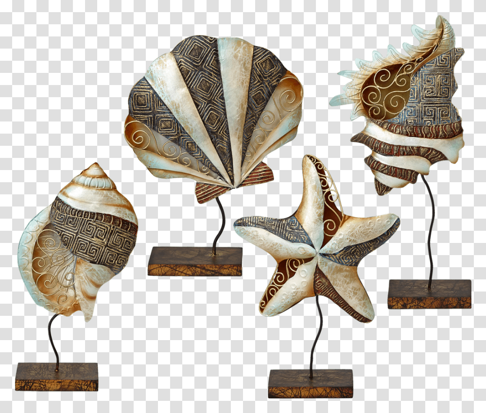 Capiz Shells Amp Starfish On Stand 4 Pieces Seashell, Sea Life, Animal, Invertebrate, Clam Transparent Png