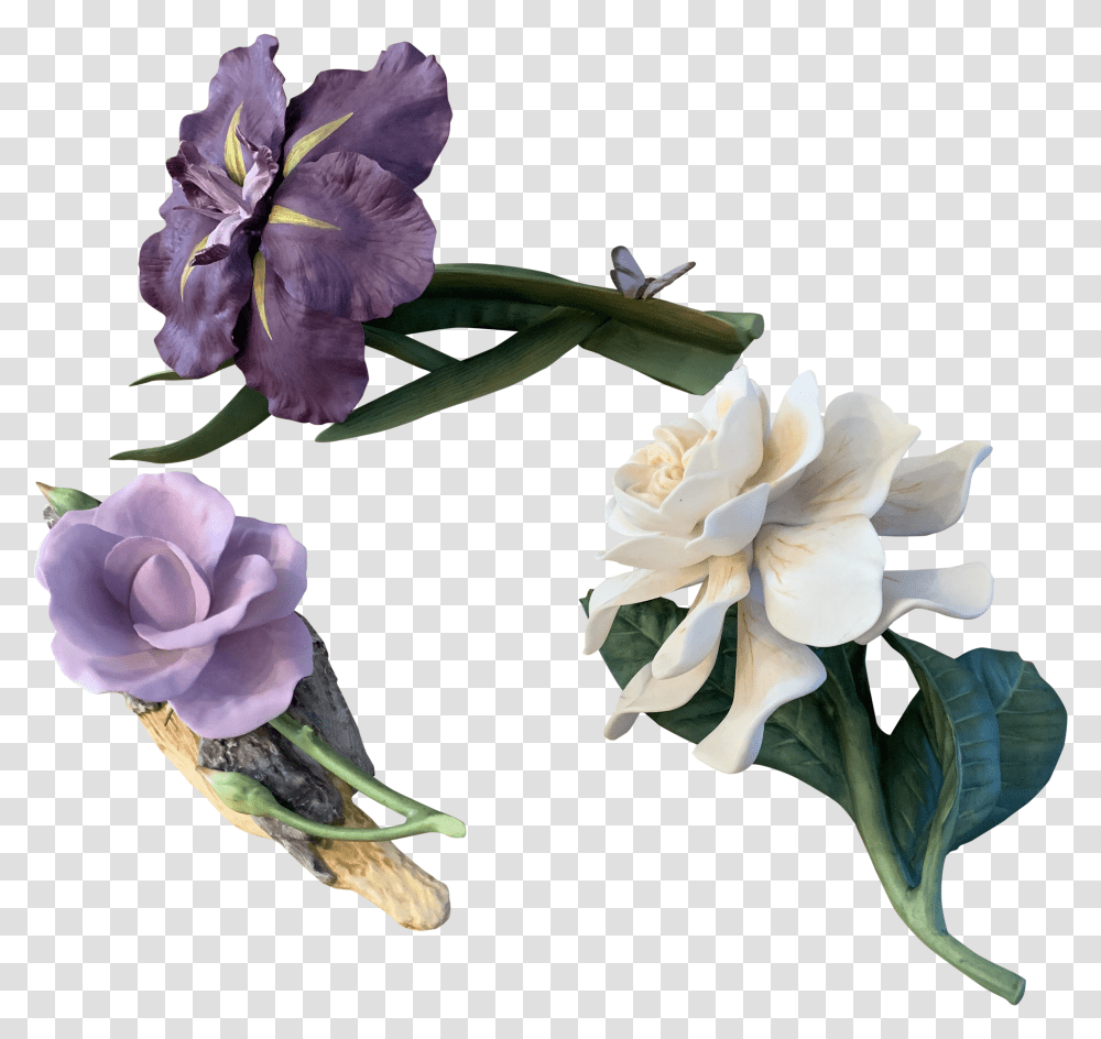 Capodimonte Porcelain Hand Painted Flowers Set Of 3 Artificial Flower Transparent Png
